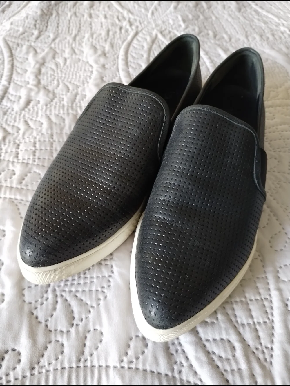 Vince Men's Black Perforated Slip-On Casual Shoes - Classic Comfort